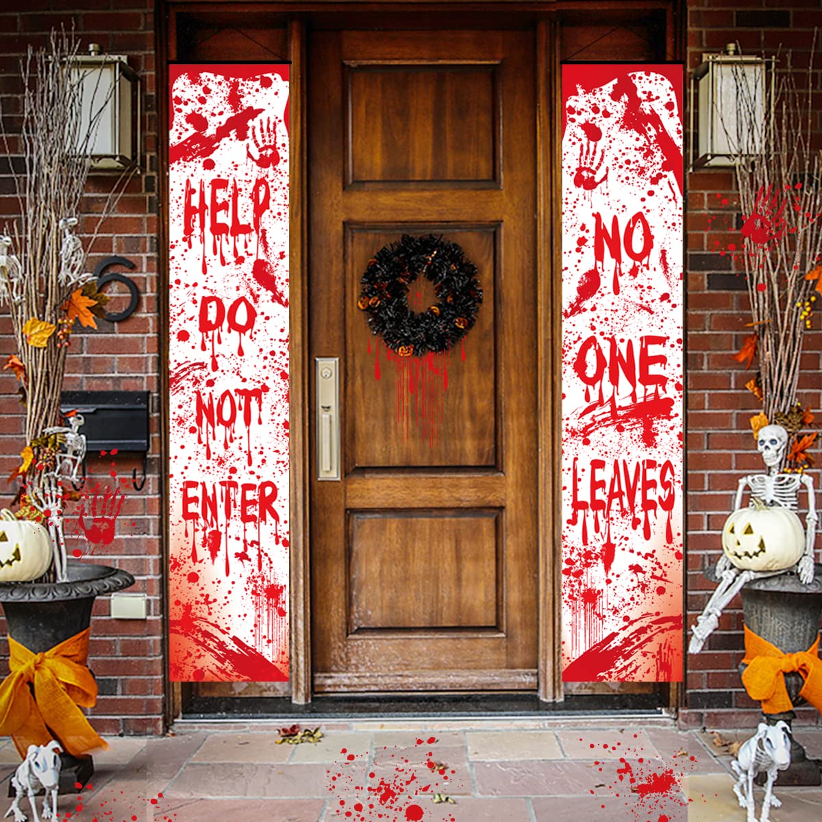Outdoor Hunting Events - Halloween Bloody Porch Signs, Handprint Decorations